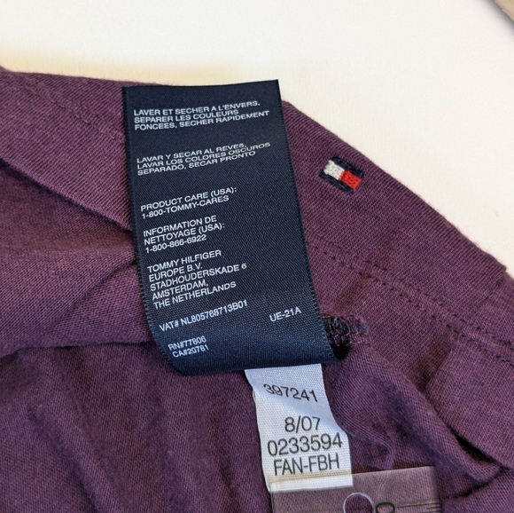 Tommy Hilfiger Flared Plum V-Neck Blouse Empire Tie-Back Waist Vintage TH Purple - Picture 12 of 12